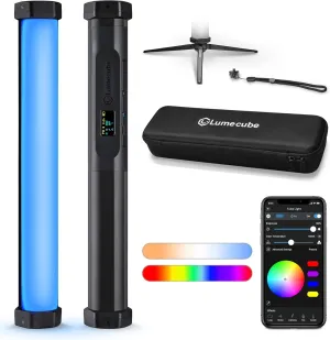 Lume Cube RGB Tube Light Mini for Photo & Video | RGBWW Full Color Tube Light | Bluetooth App Controlled | Millions of Colors | Aluminum Durable Design | 97  CRI