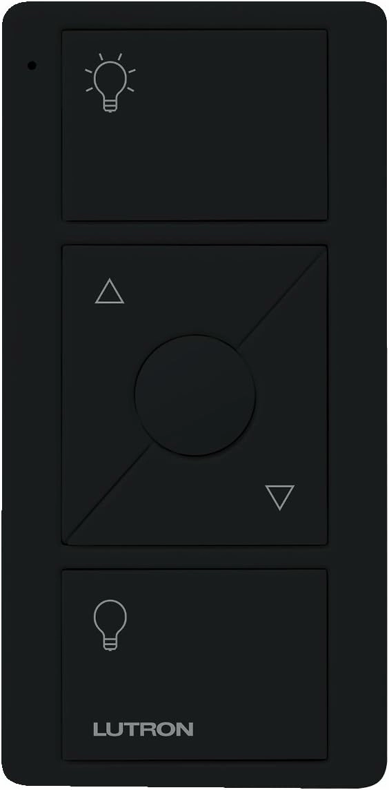Lutron Pico Remote for Caseta Smart Dimmer Switch, 3-Button Control with Raise/Lower and Preset Lighting Level, For Table Top or Wallmount Use, PJ2-3BRL-GBL-L01, Black