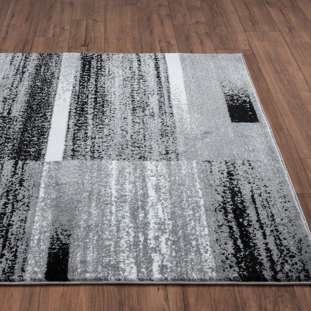 LUXE WEAVERS Lagos Collection 9248 Grey 8x10 Art Deco Geometric Area Rug