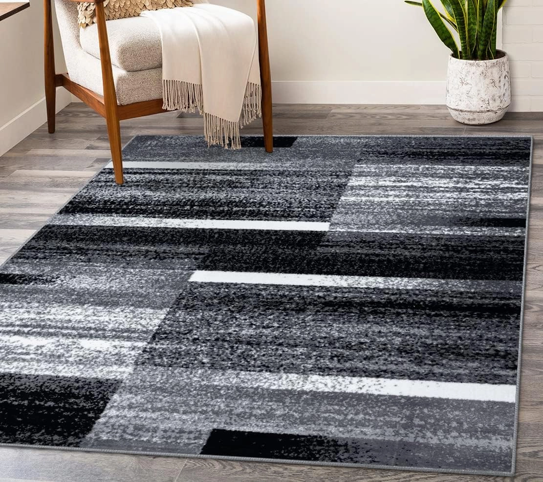 LUXE WEAVERS Lagos Collection 9248 Grey 8x10 Art Deco Geometric Area Rug