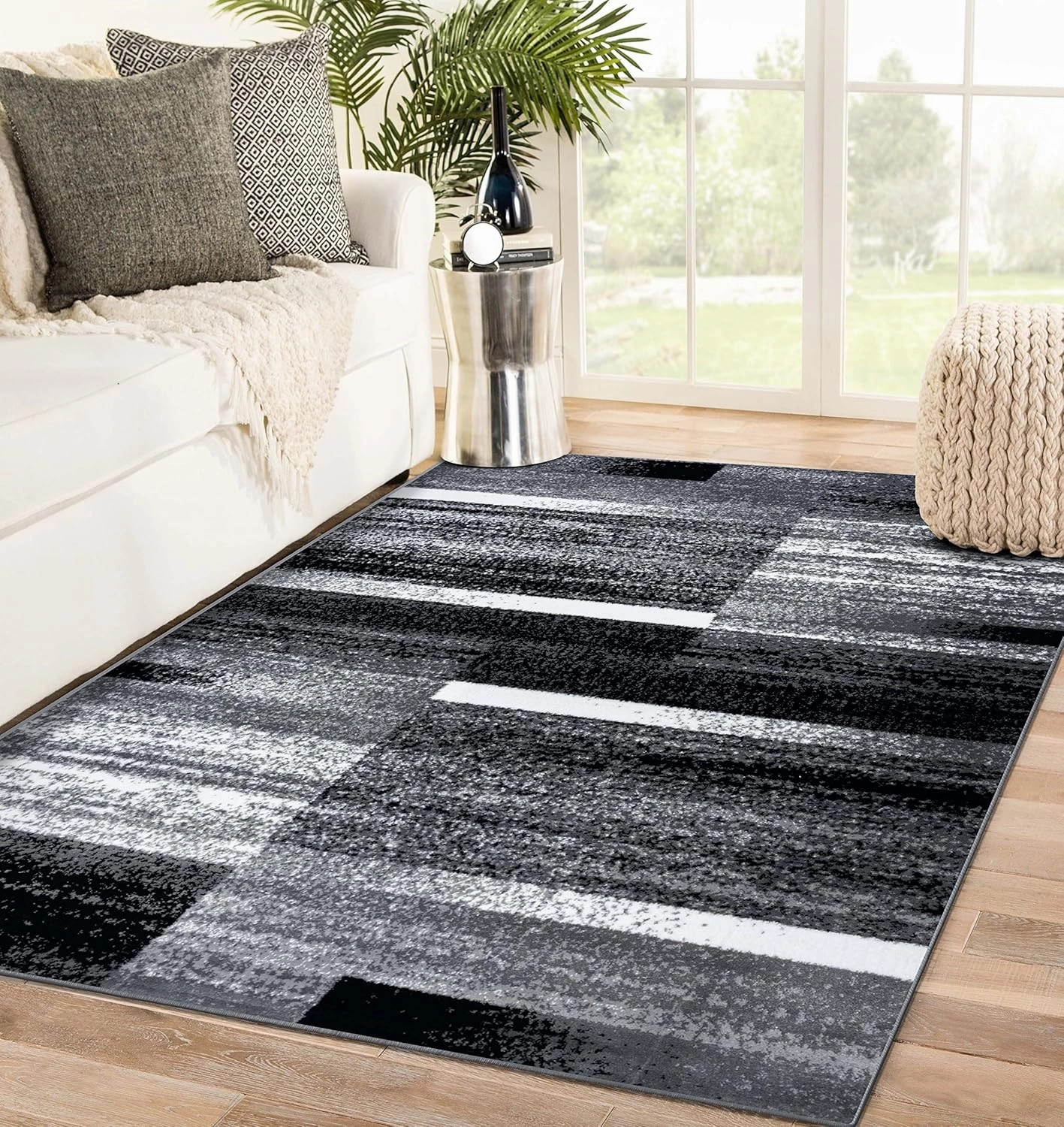 LUXE WEAVERS Lagos Collection 9248 Grey 8x10 Art Deco Geometric Area Rug