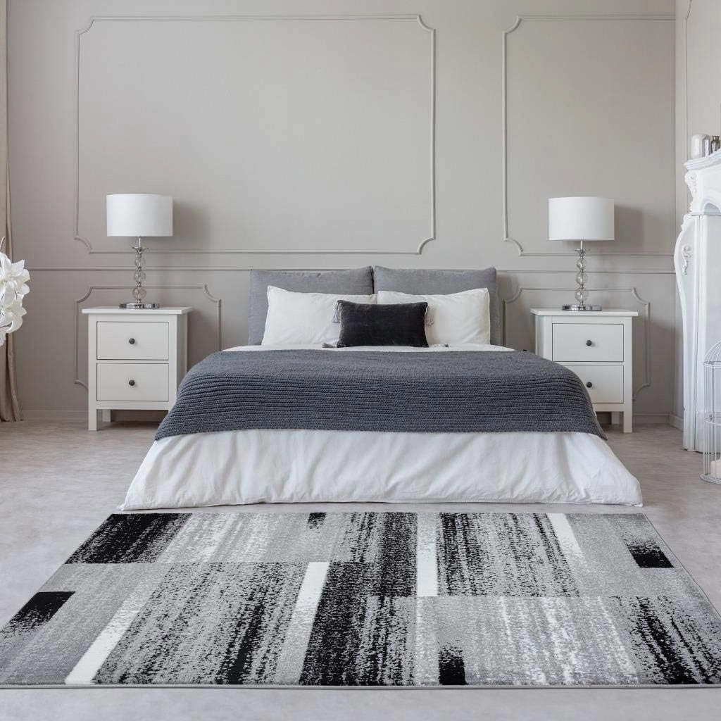 LUXE WEAVERS Lagos Collection 9248 Grey 8x10 Art Deco Geometric Area Rug