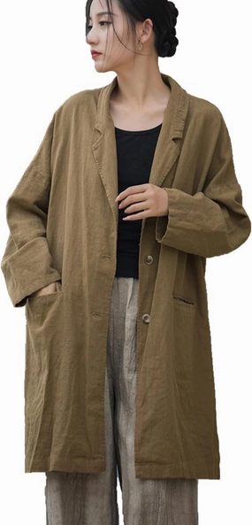 LUZU JUNU Women's Open Front Long Sleeves Work Blazer Casual Button Down Jacket Suit
