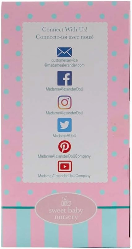 Madame Alexander 14-Inch Baby Cuddles Doll with Bottle, Pink Floral, Light Skin Tone