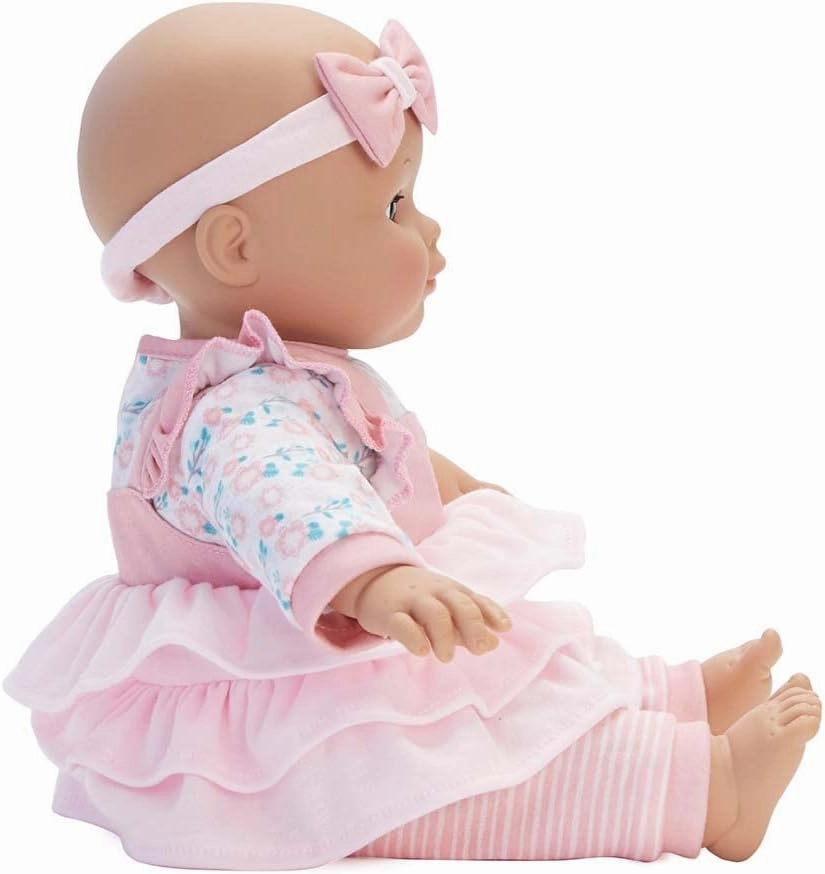 Madame Alexander 14-Inch Baby Cuddles Doll with Bottle, Pink Floral, Medium Skin Tone
