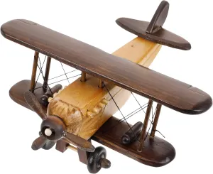 MAGICLULU Wooden Airplane Model Small Vintage Plane 3D Propeller Airplane Wood Aircraft Retro Figurines for Plane Desktop Ornament 7.86 x 7.86 x 3.93Inch Random Color