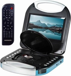 Magnavox MTFT750-BL Portable 7 inch TFT DVD/CD Player with Remote Control and Car Adapter in Blue | Rechargeable Battery | Headphone Jack | Built-In Speakers | (Renewed)