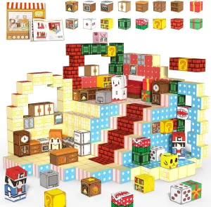 Magnetic Blocks, Magnet Building Blocks Sensory Montessori Toddler Kids Toys for 3 4 5 6 7 8 Year Old Girls Birthday Gifts, Magnetic Cubes Travel Set Kids Ages 3-5 8-12
