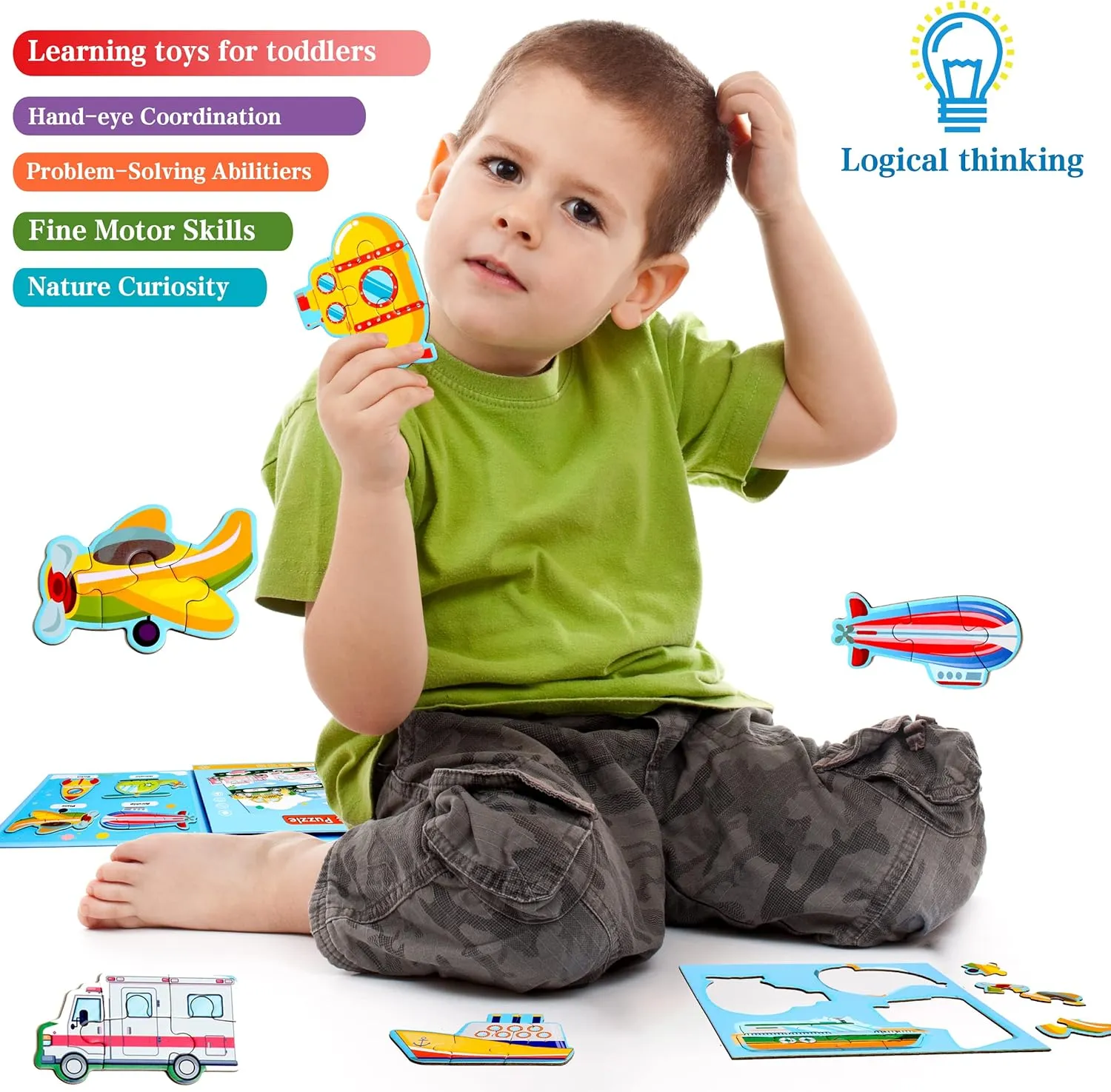Magnetic Puzzles for Kids Ages 1-3, Travel Toddler Puzzles Ages 2-4 Year, Space Car Activities Toy for Boys & Girls 3-5 yo - Learning Magnet Gift for Road Trip