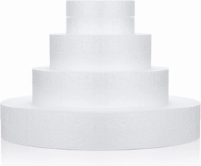 Marsui 26 Pcs Round Foam Circles for Crafts Fake Cake White Discs for DIY Projects 4/6/8/12'' Diameter 1'' Thick Round Foam Disk Craft Foam Disc for Christmas Art Cakes Sculpture Modeling Decoration
