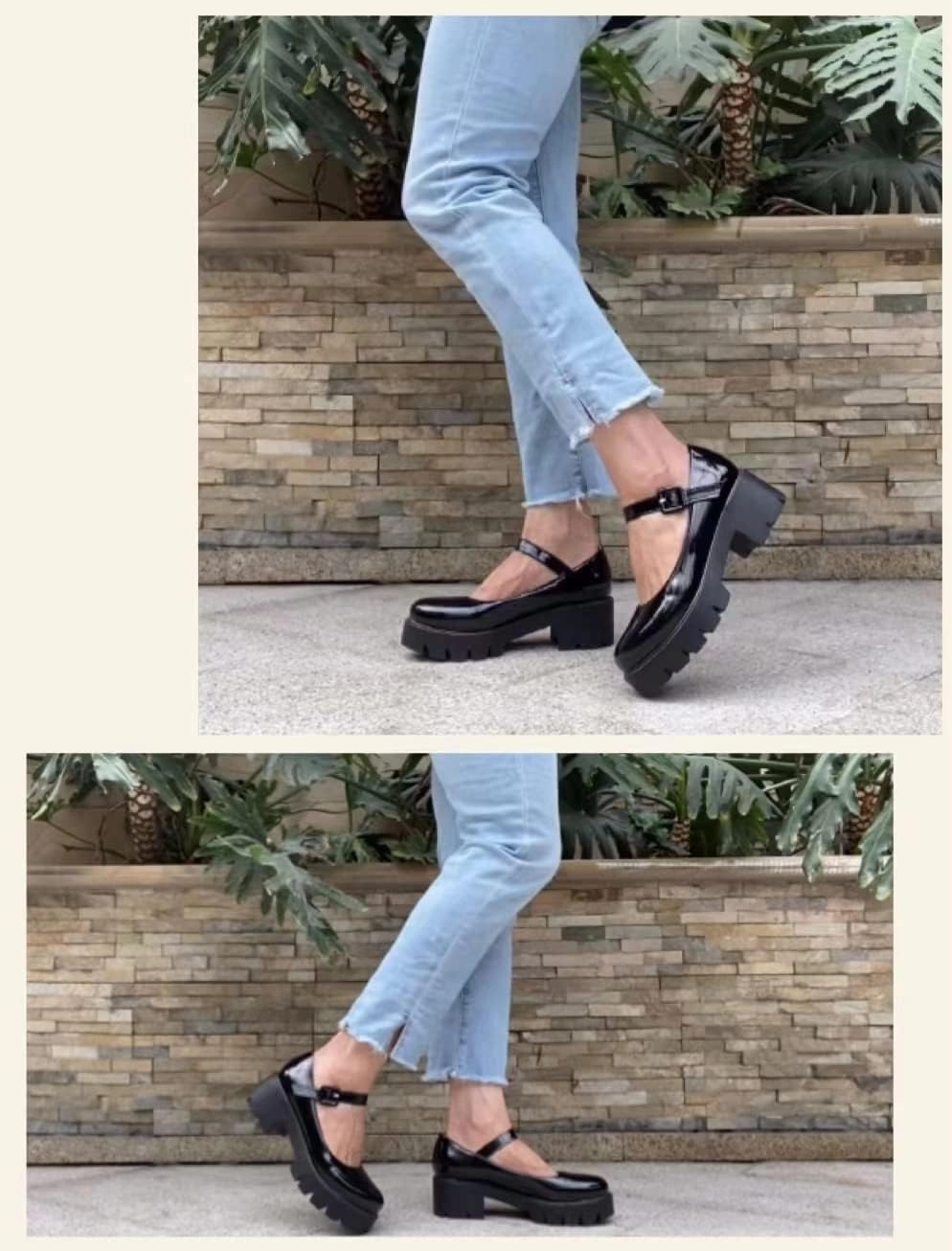 Mary Jane Shoes for Women Girls, Black Platform Mary Janes Chunky Heel Kawaii Lolita School Shoes