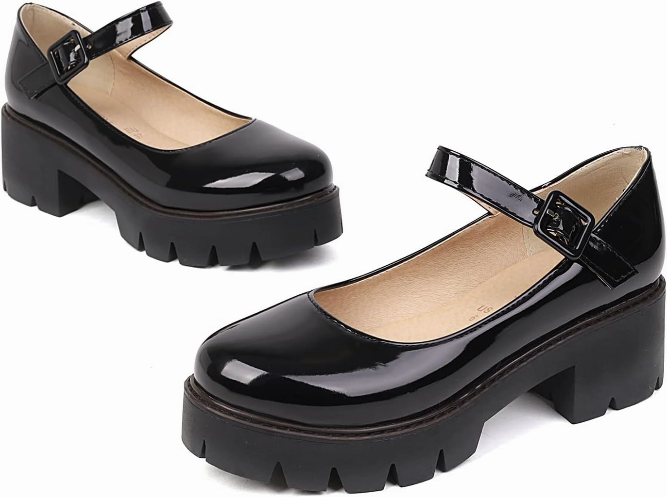 Mary Jane Shoes for Women Girls, Black Platform Mary Janes Chunky Heel Kawaii Lolita School Shoes