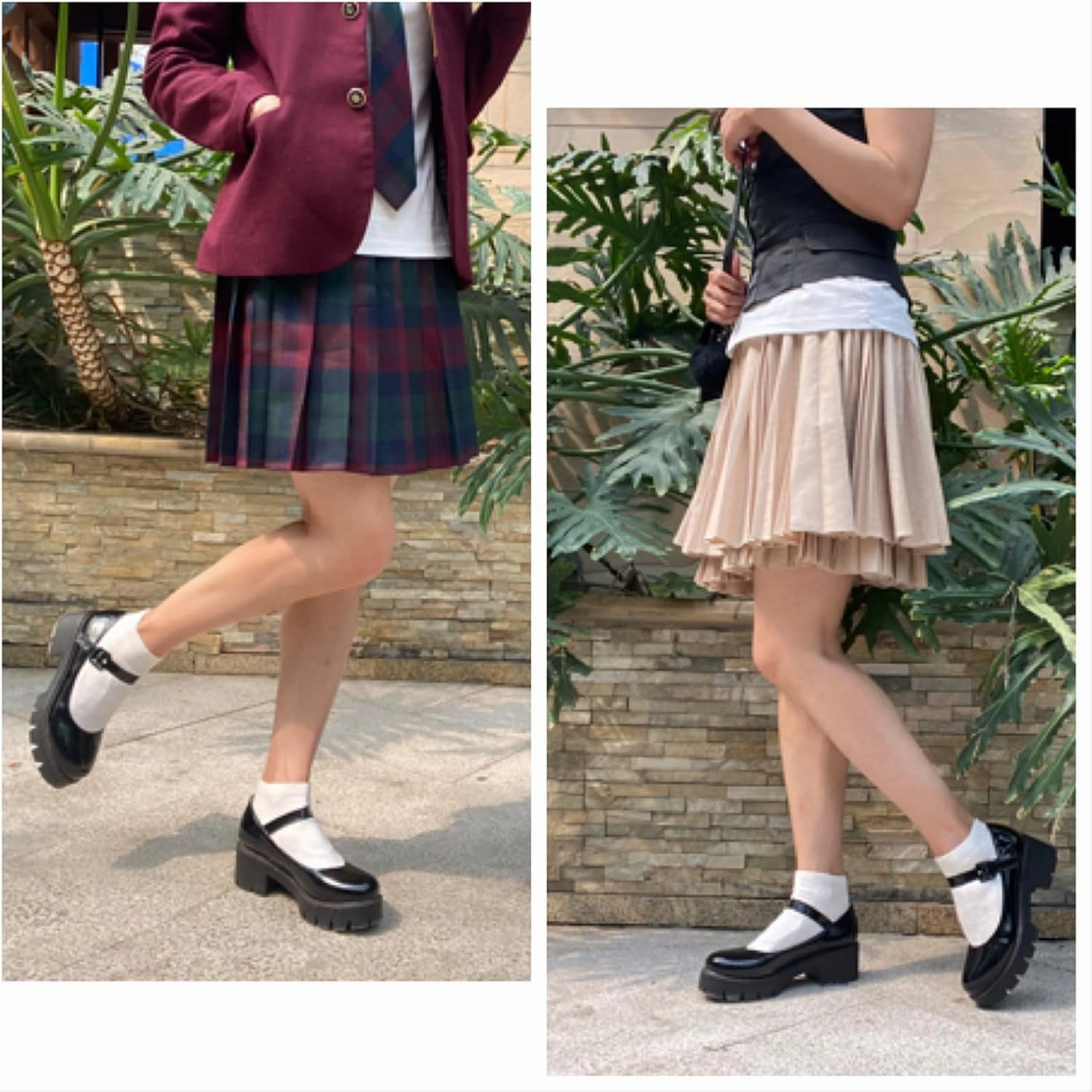 Mary Jane Shoes for Women Girls, Black Platform Mary Janes Chunky Heel Kawaii Lolita School Shoes