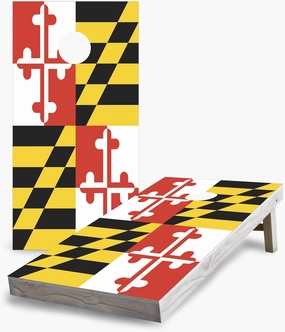 Maryland State Flag Corn Hole Board Game Set - Choose Accessories - Includes 2 Boards, 8 Bags and More
