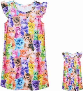 Matching Girls & 18" Dolls Nightgown Unicorn Nightdress Sleepwear Pajamas