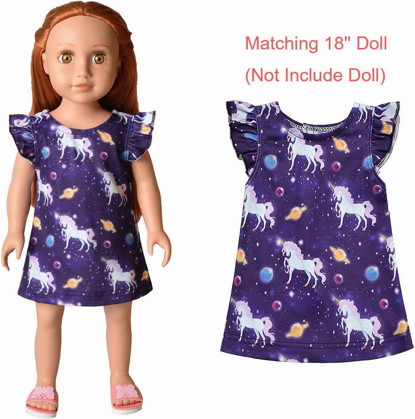 Matching Girls & 18" Dolls Nightgown Unicorn Nightdress Sleepwear Pajamas