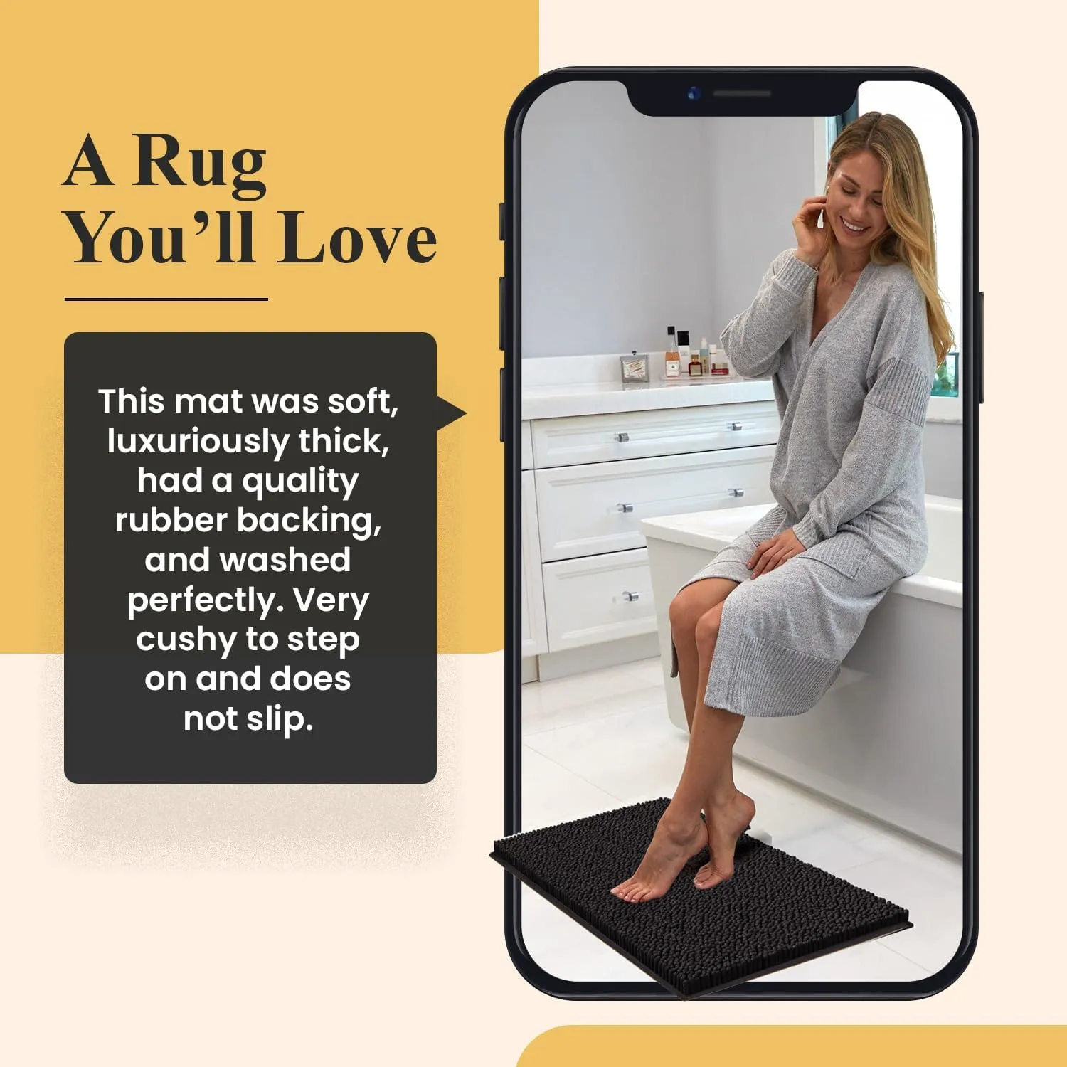 MAYSHINE Plush Shaggy Chenille Bath Mat | Extra Soft, Super Absorbent, Non-Slip Bathroom Rug | Fluffy Microfiber, Area Rug Sets for Bathroom Floor, Kitchen, Living Room | 23"x14" | Dark Blue