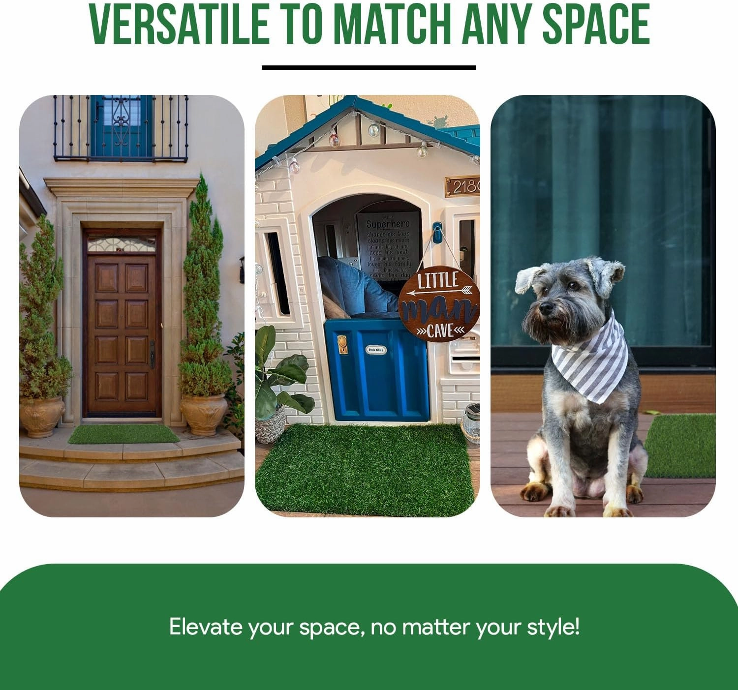 MAYSHINE Artificial Grass Door Mat - for Entryway Indoor/Outdoor Green Turf Rug, Perfect for Dog Potty Training and Multi-Purpose Use 35x24 Inches