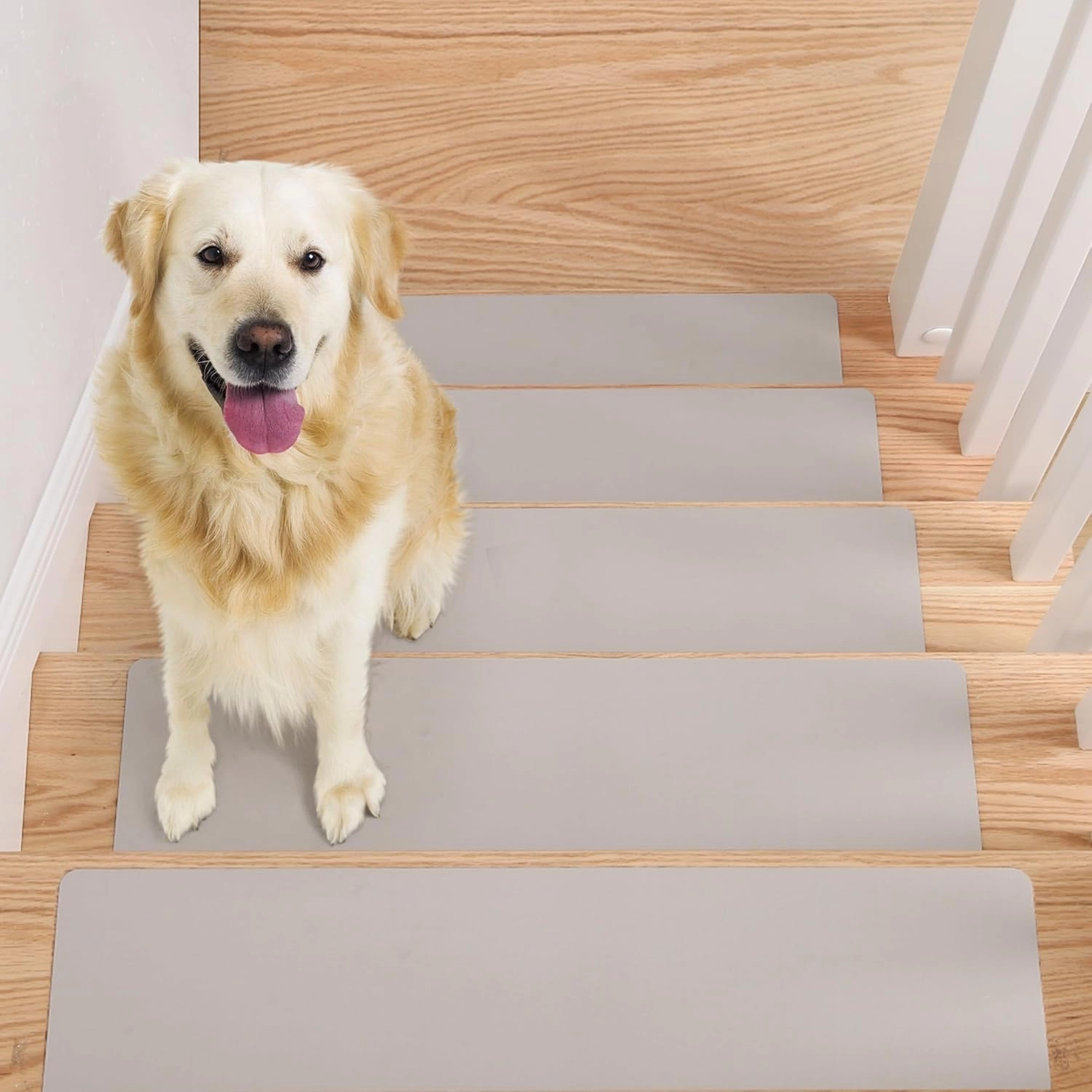 MBIGM Non-Slip Rubber Stair Treads – 15-Pack Beige Indoor Step Mats for Wooden Stairs – Carpet Stair Treads with Rubber Backing for Safety and Grip