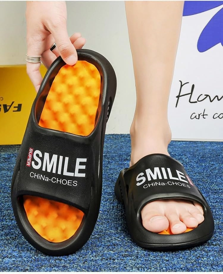 Men's Comfortable Alphabet Print Design EVA Slippers - Breathable Quick-Dry Open-Toe Slides with Non-Slip Sole for Indoor/Outdoor Use