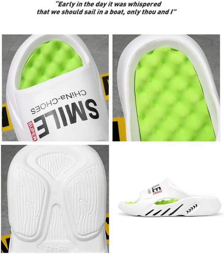 Men's Comfortable Alphabet Print Design EVA Slippers - Breathable Quick-Dry Open-Toe Slides with Non-Slip Sole for Indoor/Outdoor Use