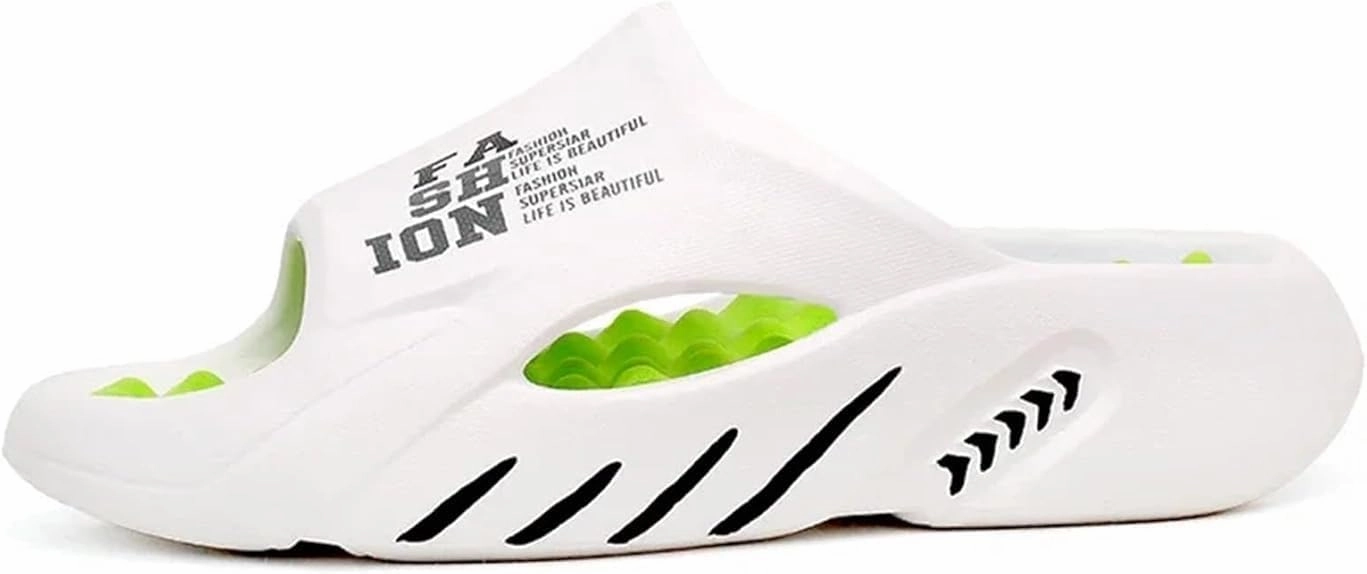 Men's Comfortable Alphabet Print Design EVA Slippers - Breathable Quick-Dry Open-Toe Slides with Non-Slip Sole for Indoor/Outdoor Use