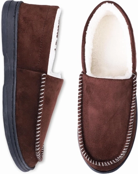 Mens Moccasin Slippers Indoor Outdoor House Slippers Warm Plush Fuzzy Memory Foam House Shoes