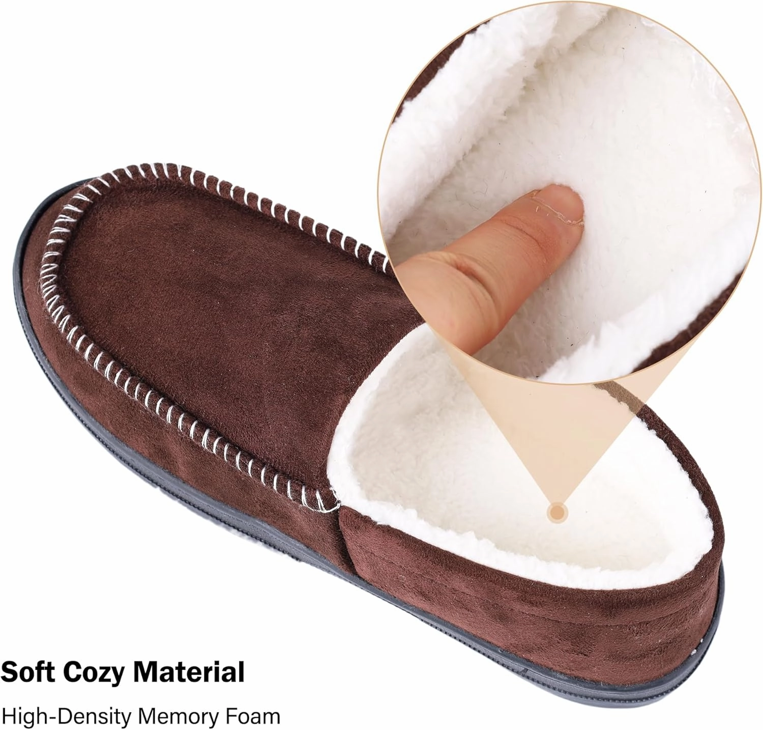 Mens Moccasin Slippers Indoor Outdoor House Slippers Warm Plush Fuzzy Memory Foam House Shoes