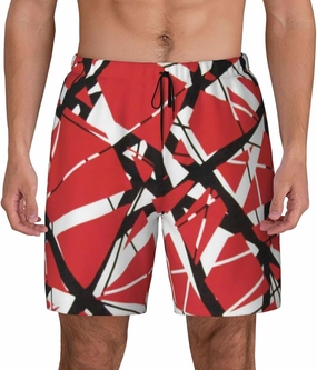 Mens Swimming Trunk for Van.1986 Halen Beach Pants,Summer Breathable Cool Quick Dry Board Shorts Bathing Suit with Side Pockets Mesh Lining for Fishing Black