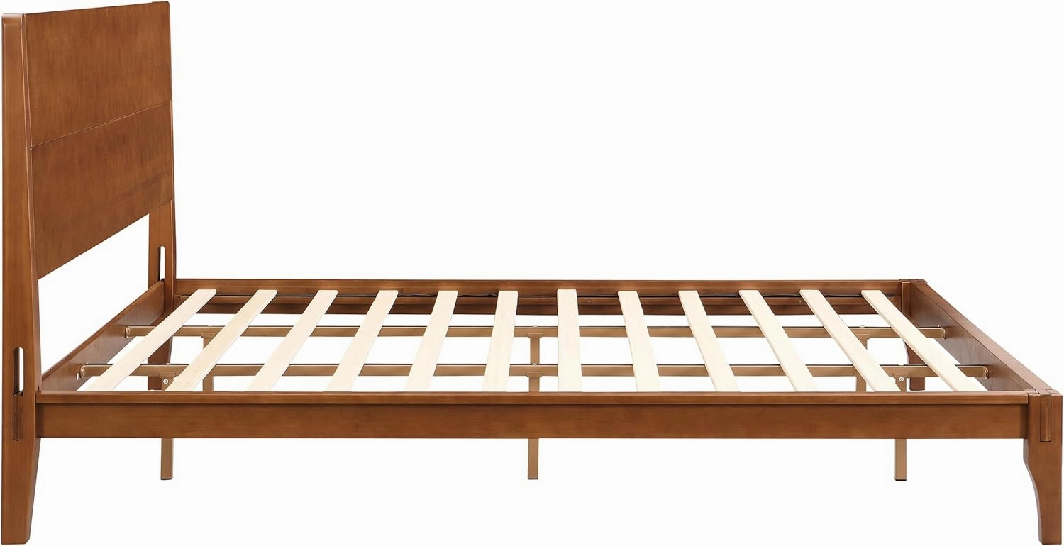 Merax King Size Bamboo Platform Bed, Mid-Century Modern Bed Frame with Tall Headboard, Wood Slat Support, No Box Spring Needed, Easy Assembly, Brown
