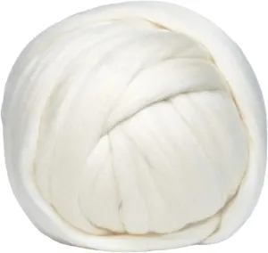 Merino Wool Roving 1 lb (16 Ounces) for Spinning | Soft Chunky Jumbo Yarn for Arm Knitting Blanket |100% Natural Undyed (Off-White) Wool Yarn, Felting Core, Carded Stuffing