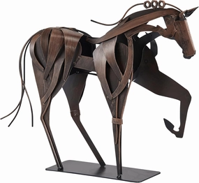 Metal Horse Statue Décor, Handmade & Hand-Painted Modern Western Horse Decoration, Rustic Iron Sculpture Gifts for Home Office for Horse Lovers