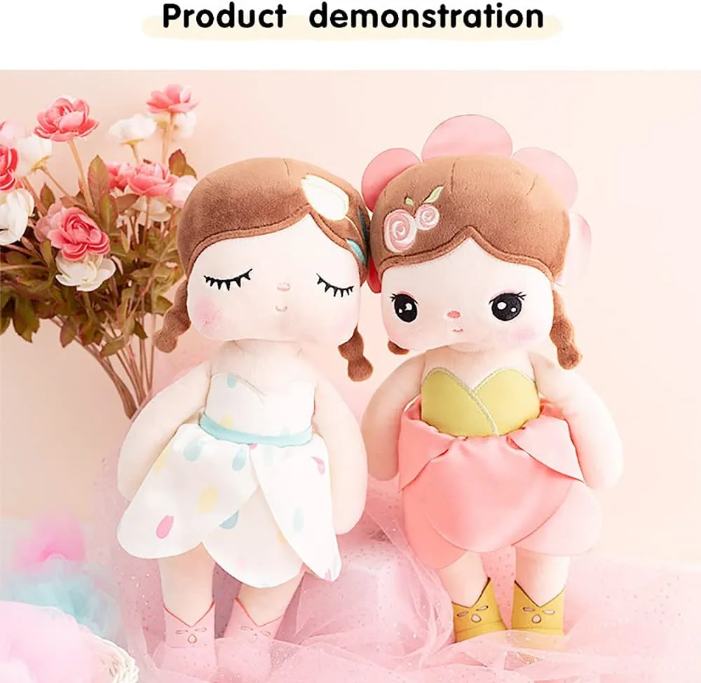 MeToo Princess Doll - 13" Soft Plush Angela Doll, Cute Flower Fairy, Non-Toxic PP Cotton, Tulips
