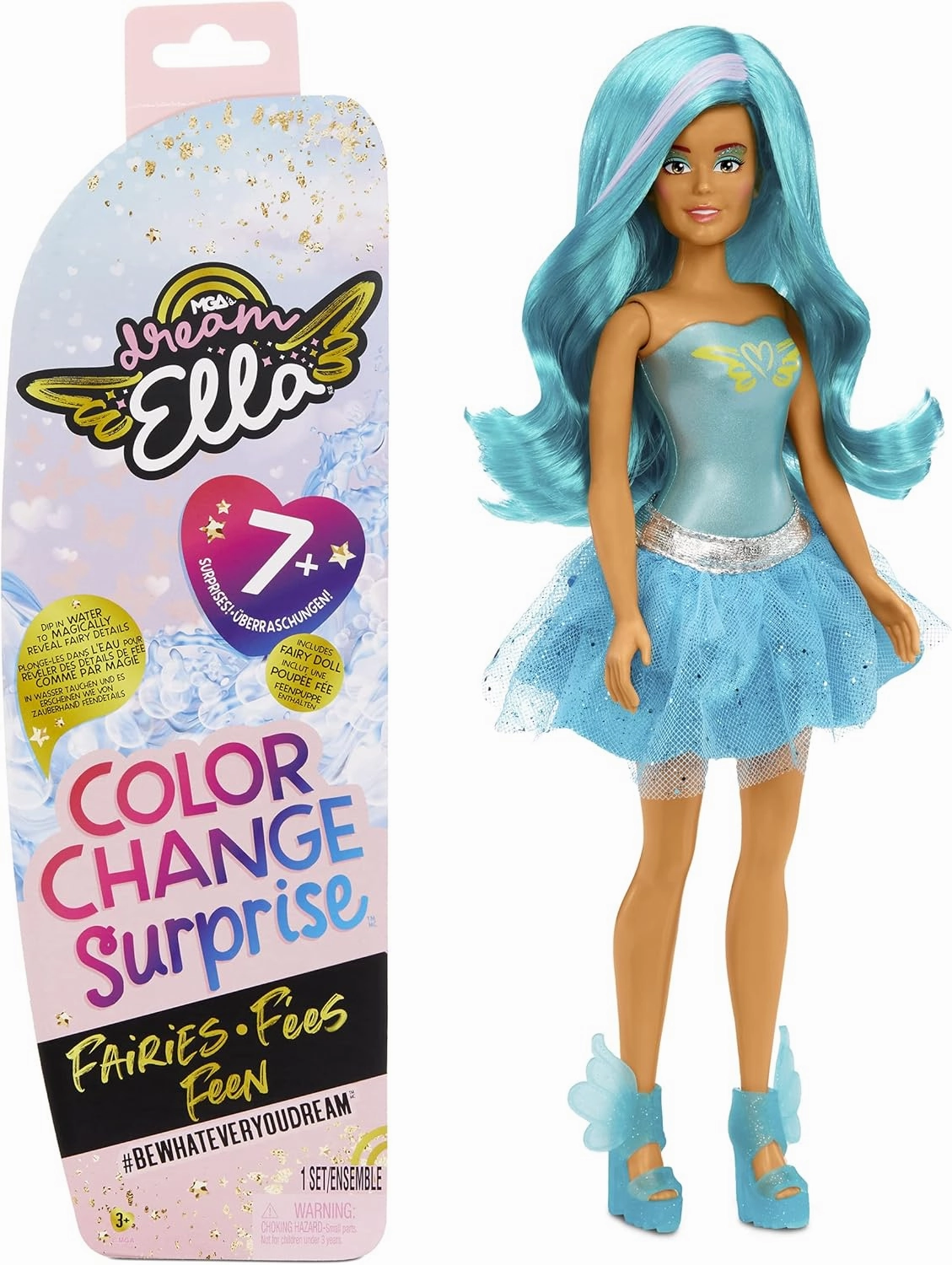 MGA Entertainment Dream Ella Color Change Surprise Fairies - DreamElla | Teal 11.5" Fashion Doll,Blue,578017EUC
