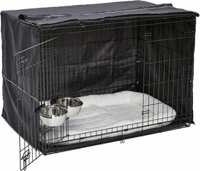MidWest Homes for Pets iCrate Dog Crate Starter Kit 42-Inch Dog Crate Kit Ideal for Large Dog Breeds (Weighing 71-90 Pounds) Includes Dog Crate, Pet Bed, 2 Dog Bowls & Dog Crate Cover
