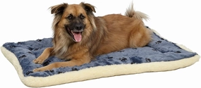 MidWest Homes for Pets Reversible Paw Print Pet Bed in Blue/White, Dog Bed Measures 35L x 21.5W x 3.5H for Intermediate Size Dogs, Machine Wash