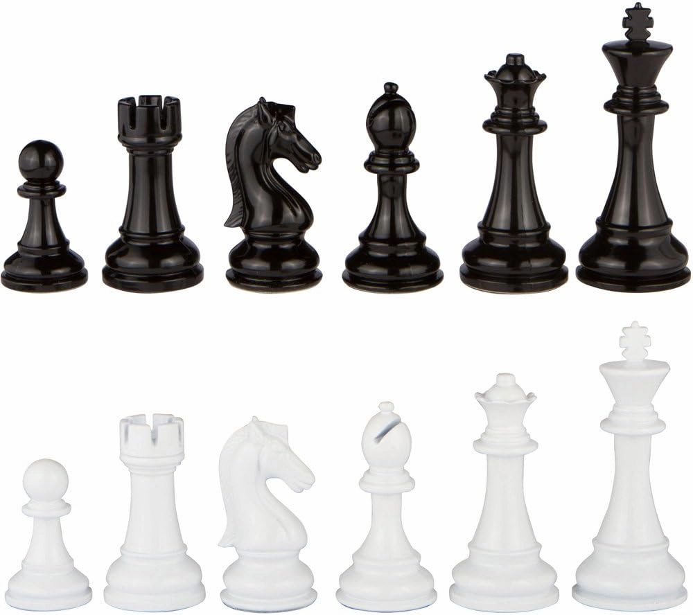 Minerva Black and White Extra Heavy Metal Chess Pieces with 4.5 Inch King and Extra Queens, Pieces Only, No Board