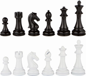 Minerva Black and White Extra Heavy Metal Chess Pieces with 4.5 Inch King and Extra Queens, Pieces Only, No Board