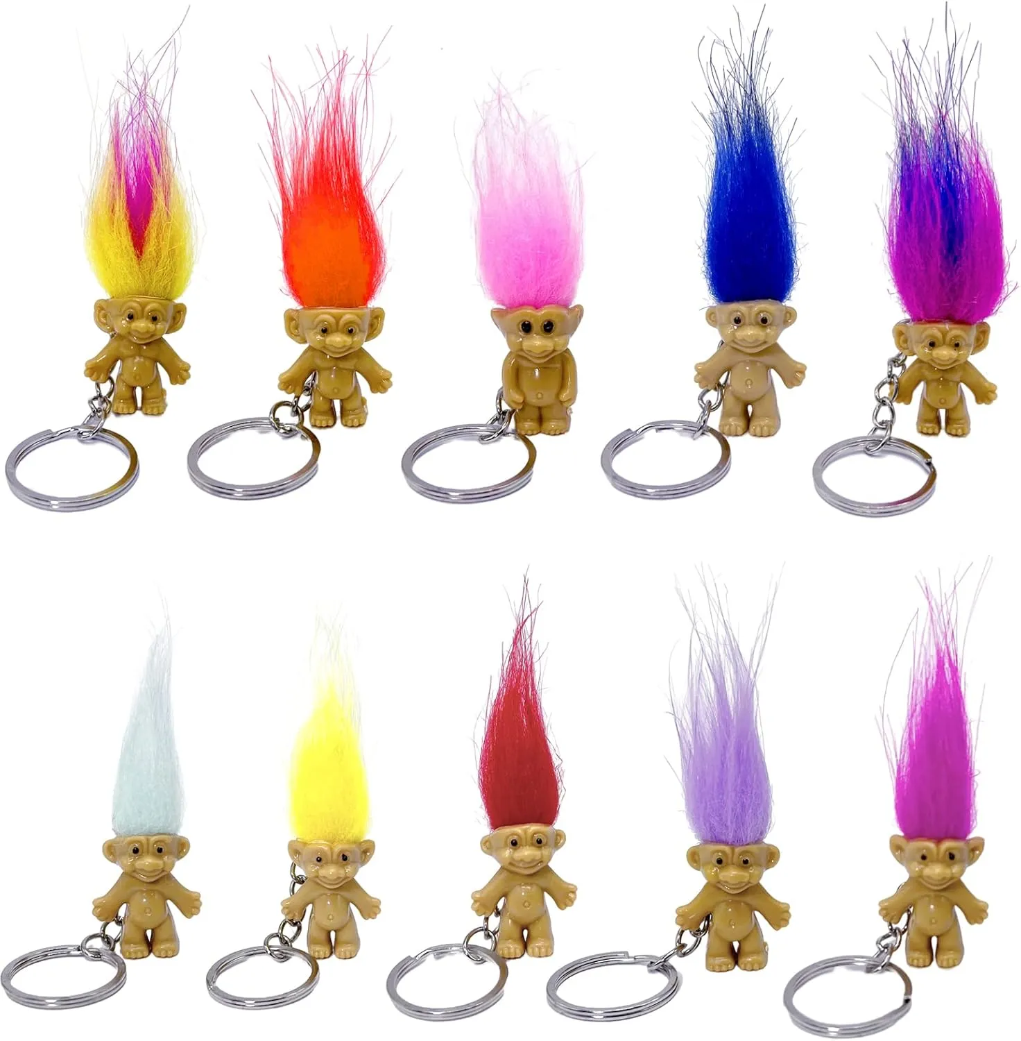 Mini PVC Vintage Lucky Troll Doll Mini Action Figures Cake Toppers Chromatic Adorable Cute Little Guys Collection, School Project, Arts Crafts, Party Favors (20pack-B)