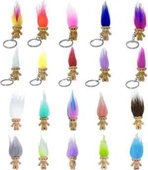 Mini PVC Vintage Lucky Troll Doll Mini Action Figures Cake Toppers Chromatic Adorable Cute Little Guys Collection, School Project, Arts Crafts, Party Favors (20pack-B)