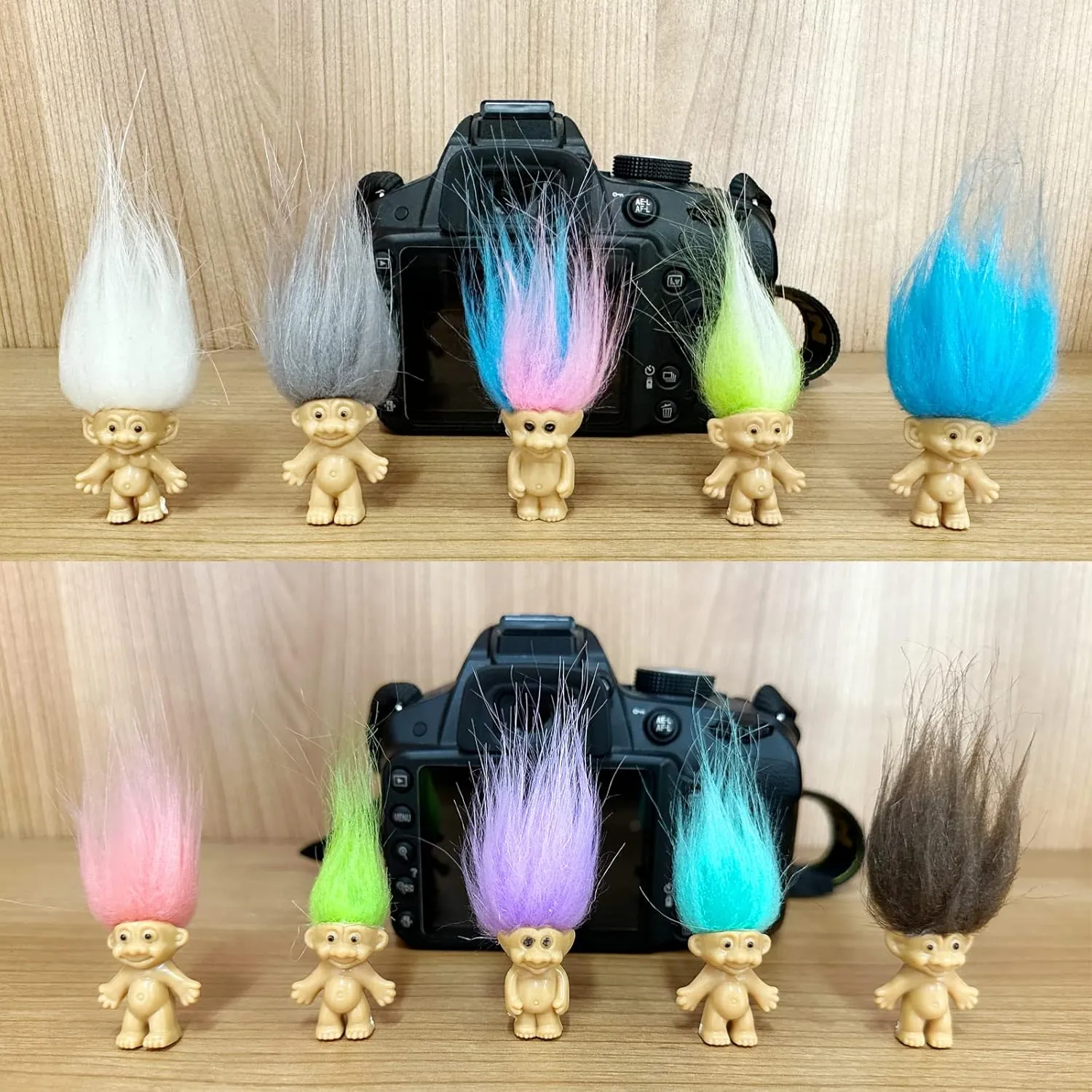 Mini PVC Vintage Lucky Troll Doll Mini Action Figures Cake Toppers Chromatic Adorable Cute Little Guys Collection, School Project, Arts Crafts, Party Favors (20pack-B)
