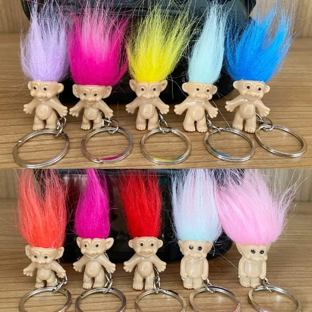 Mini PVC Vintage Lucky Troll Doll Mini Action Figures Cake Toppers Chromatic Adorable Cute Little Guys Collection, School Project, Arts Crafts, Party Favors (20pack-B)