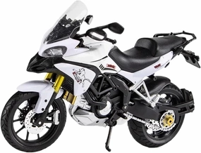Mini Simulation Motorcycle Toys 1/12 for Ducati MTS EnduroDie Cast Motorcycle Model Toy Car Adult for Boys(White)