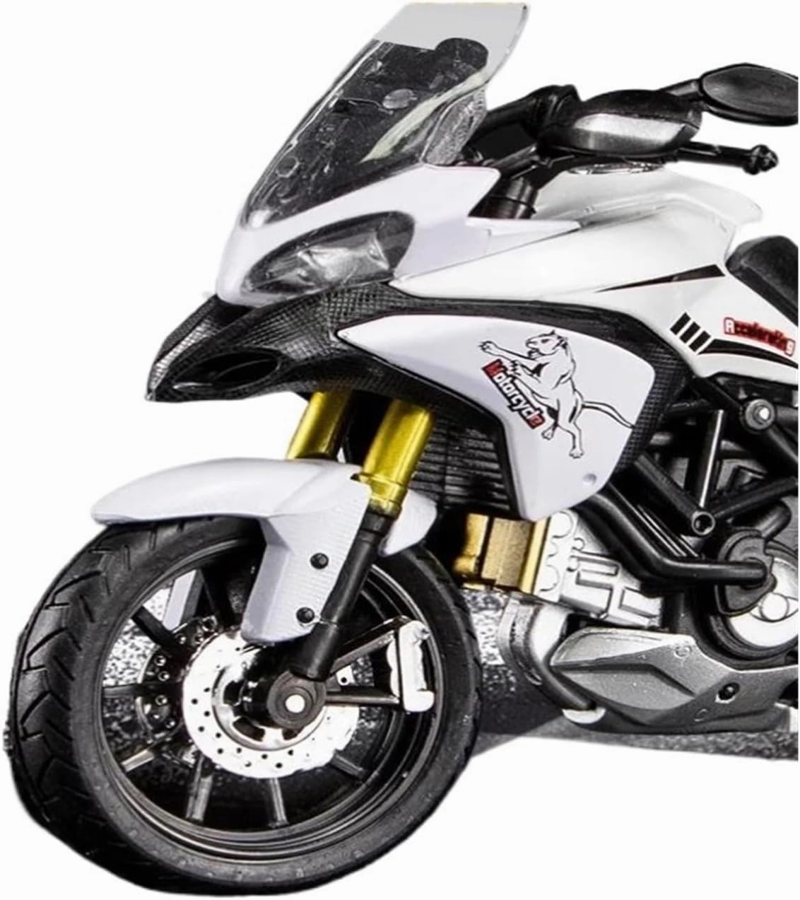Mini Simulation Motorcycle Toys 1/12 for Ducati MTS EnduroDie Cast Motorcycle Model Toy Car Adult for Boys(White)