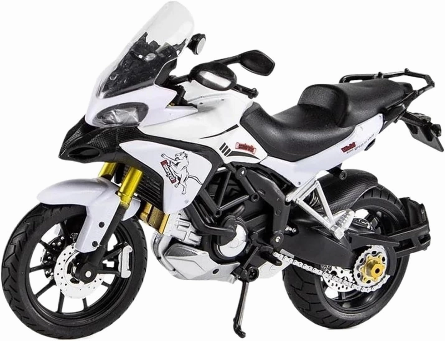 Mini Simulation Motorcycle Toys 1/12 for Ducati MTS EnduroDie Cast Motorcycle Model Toy Car Adult for Boys(White)