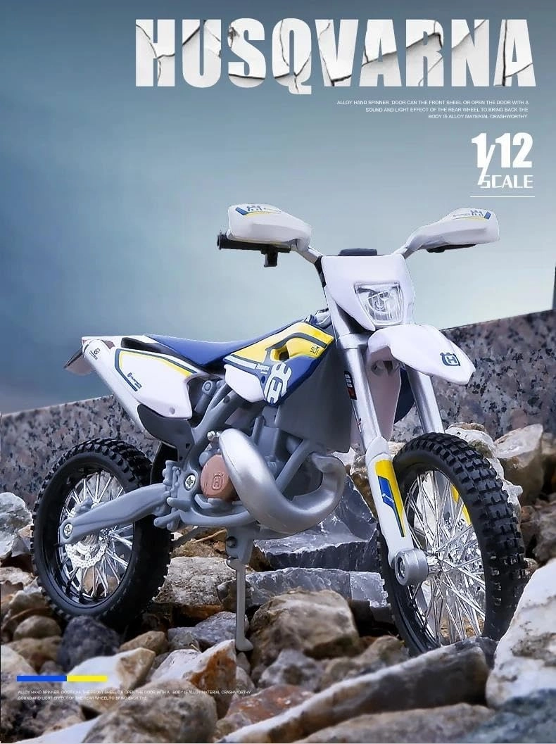 Mini Simulation Motorcycle Toys 1:12 for Husqvarna FE 501 Alloy Off-Road Motorcycle Simulation Car Model Racing Car Model Adult for Boys