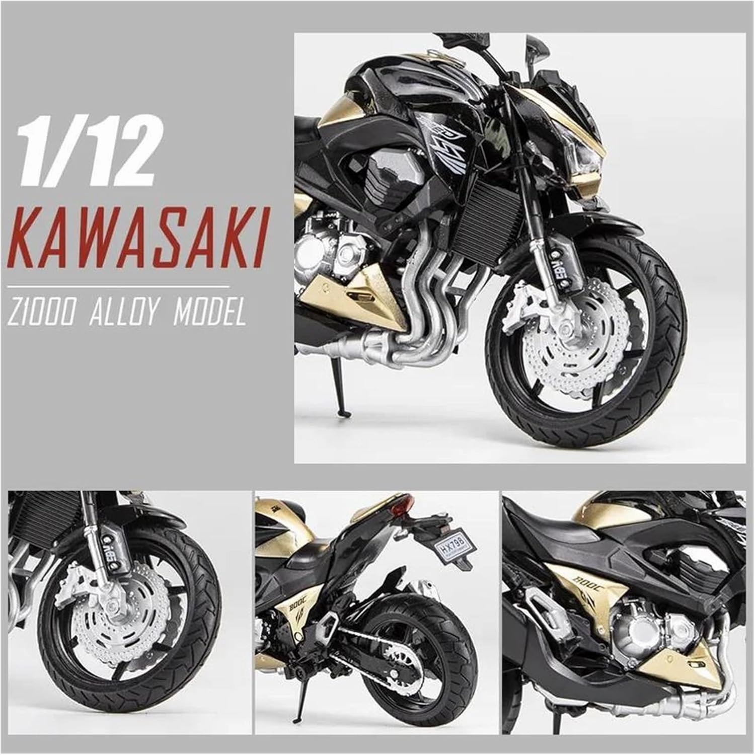 Mini Simulation Motorcycle Toys 1:12 for Kawasaki Z800 Alloy Die-Casting Motorcycle Model Toy Car Collection Adult for Boys(Beige)