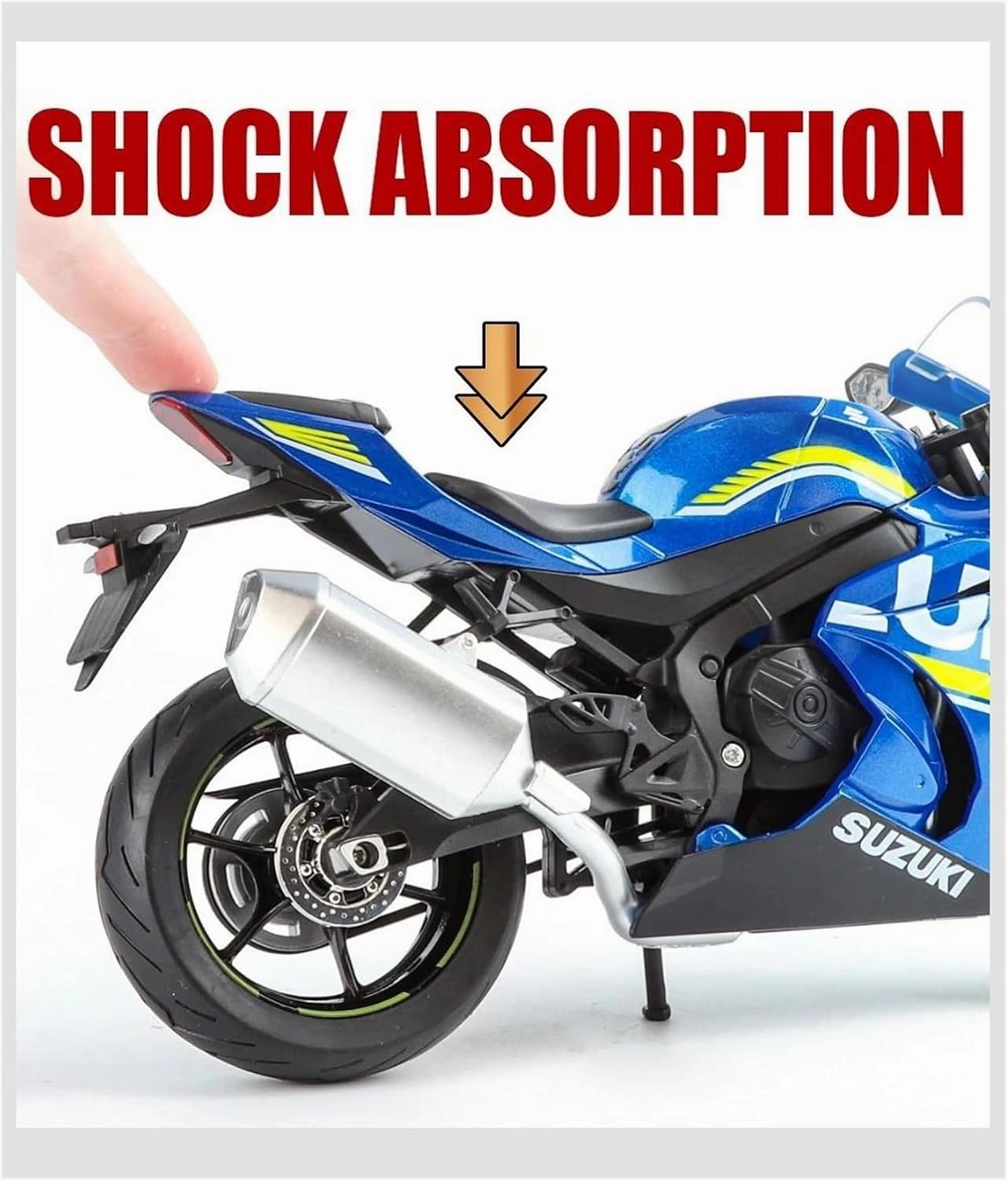 Mini Simulation Motorcycle Toys 1:9 for Suzuki GSX-1000R Alloy Racing Motorcycle Model Diecasts Street Sports Motorcycle Model Simulation Adult for Boys(White)