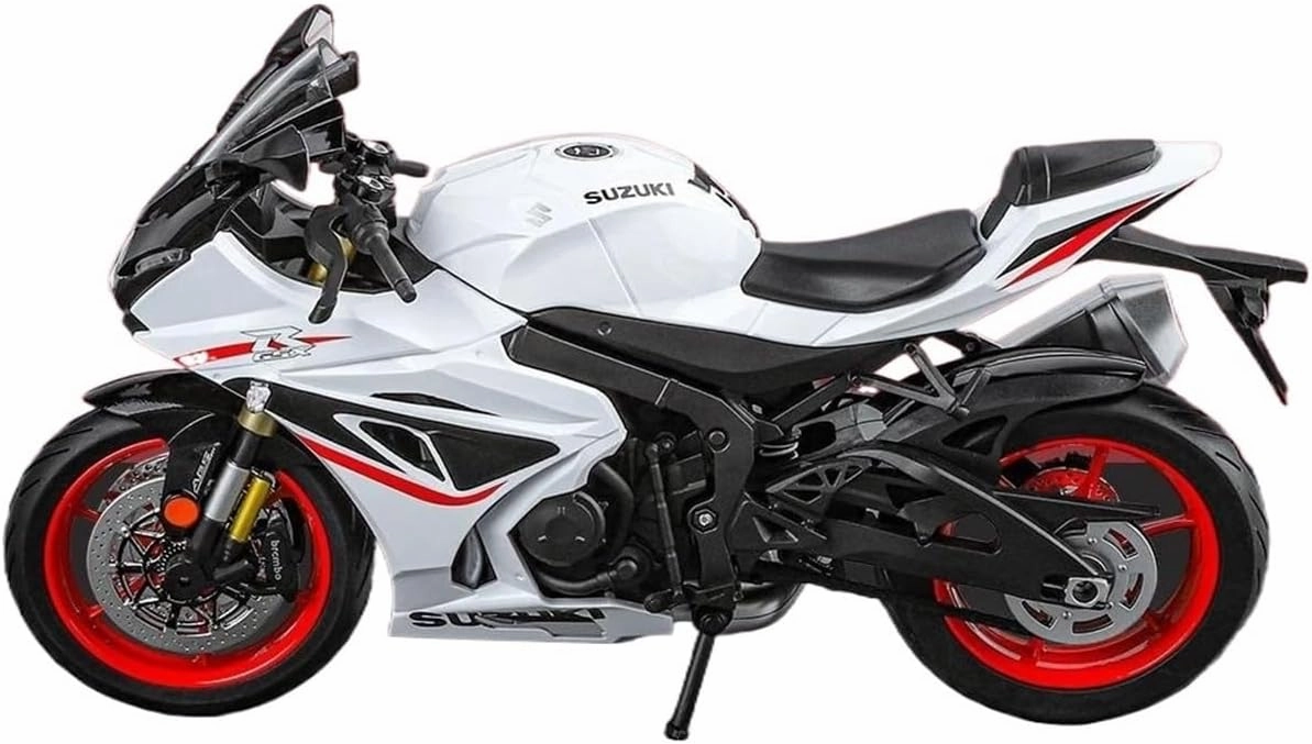 Mini Simulation Motorcycle Toys 1:9 for Suzuki GSX-1000R Alloy Racing Motorcycle Model Diecasts Street Sports Motorcycle Model Simulation Adult for Boys(White)