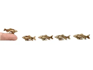 Miniature Fish for crafts, Fish Skeleton figurine, For dollhouse, diorama, resin arts, miniature fishing figurines (5 skeletons) (Aged)